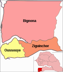 Carte de la région de Ziguinchor