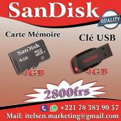 Cle usb 4gb et carte mémoire sandisk 4gb
